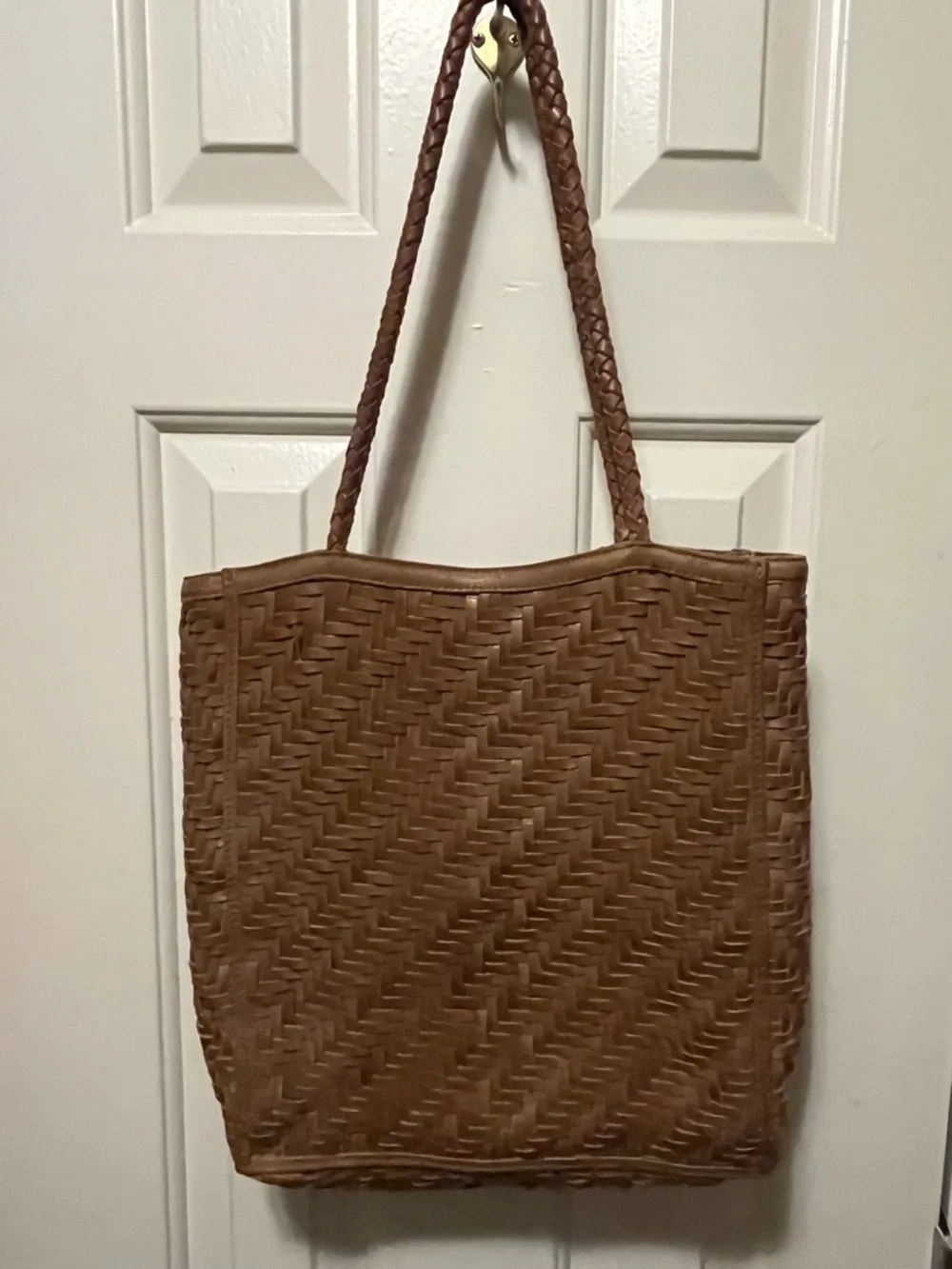 Bembien Woven Braided Leather Tote Bag in Natural Tan - Picture 3 of 6